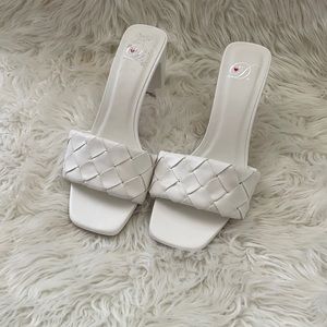 White Weaved Sandals